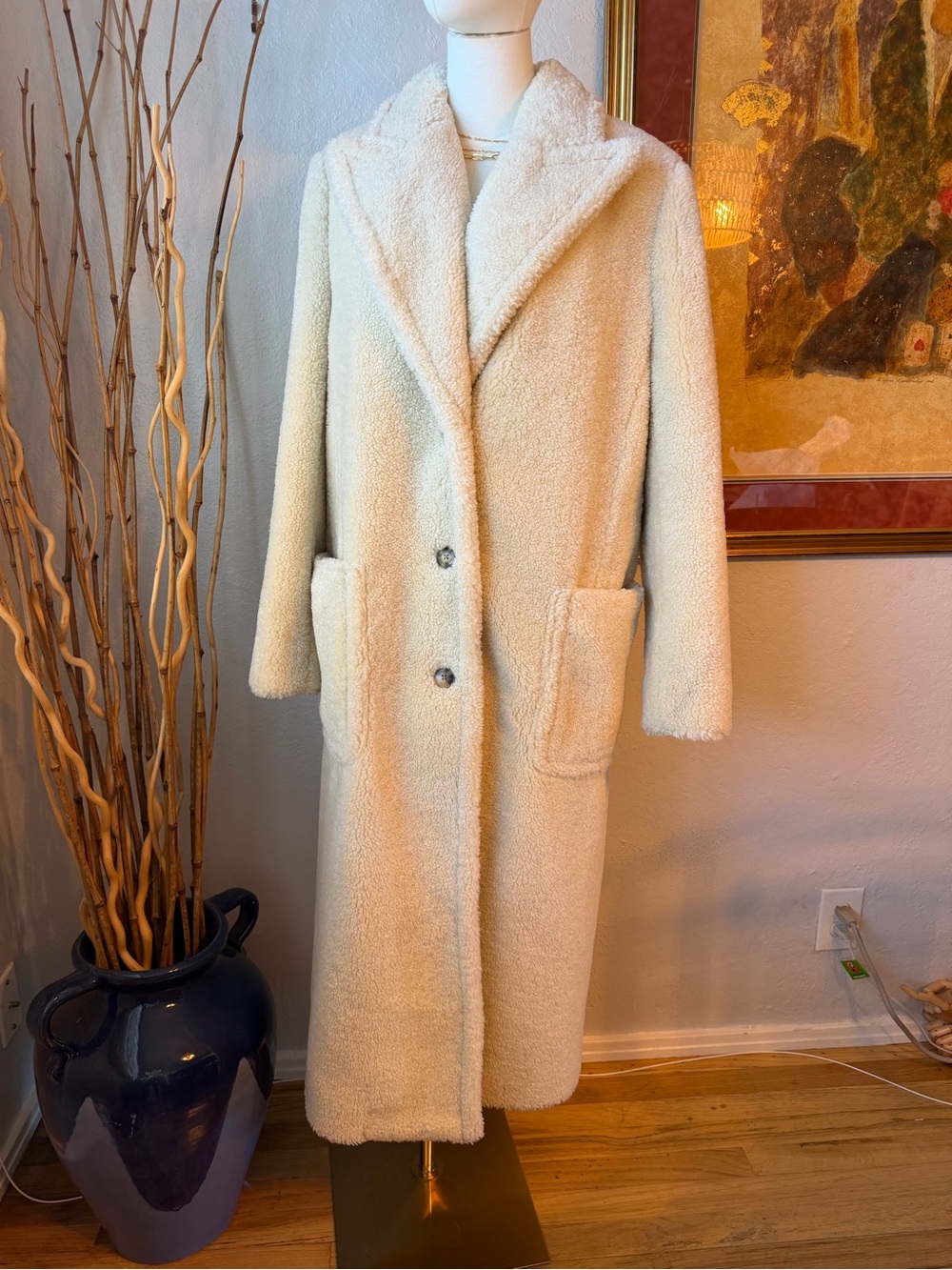 Tory Burch Cream Teddy Long Coat